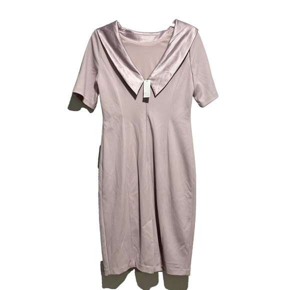 NEW WHBM White House Black Market Satin Collar Sheath Dress 2 Cottage Rose Party - Picture 3 of 11